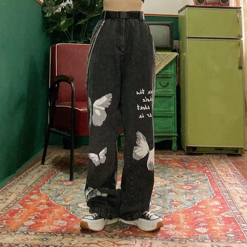 New Street Retro Hip Hop Letters Embroidered Jeans