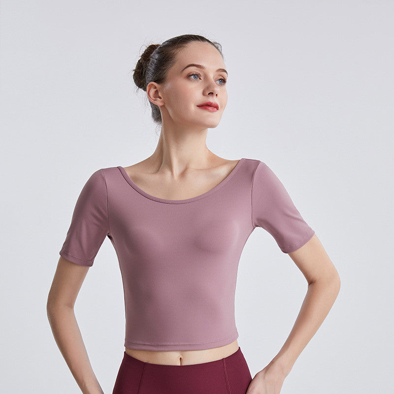 New Yoga Back Yoga Clothes Short-sleeved Cross Top