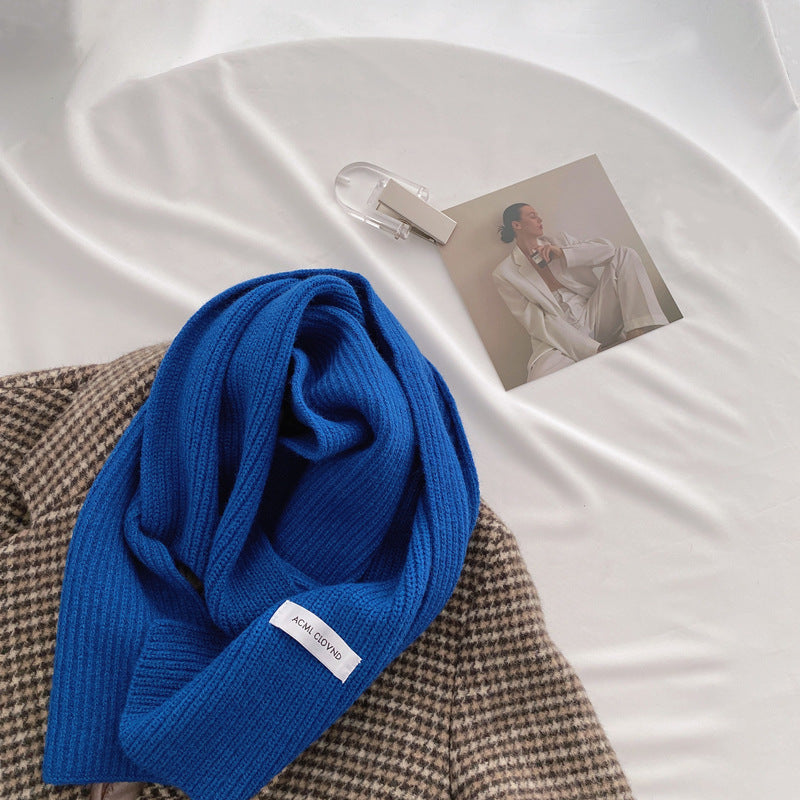 Women's Monochrome Thick Wool Knitted Scarf