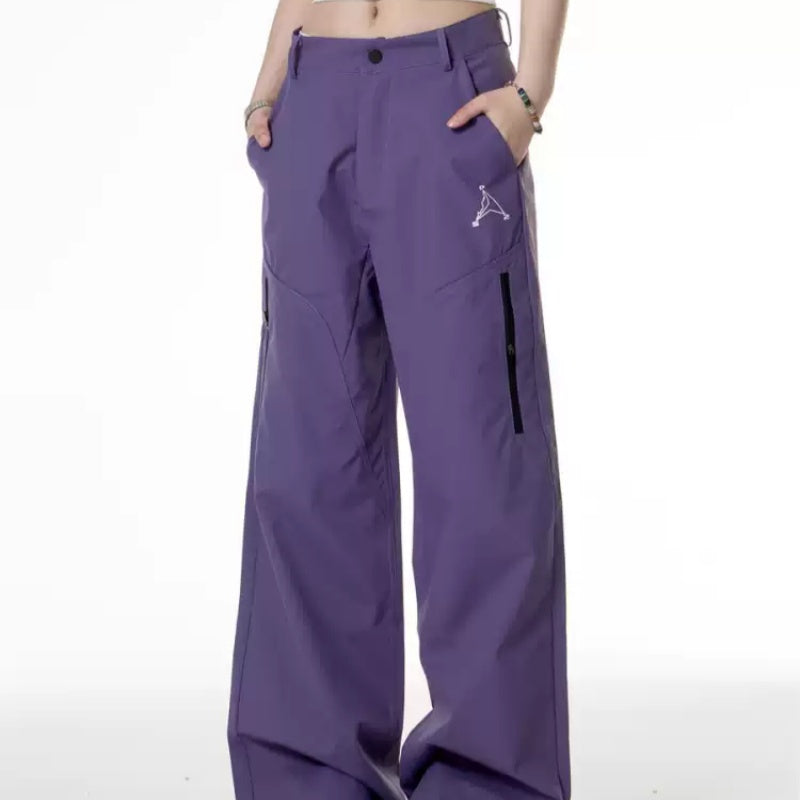 Retro Spicy Girl Style Ginger Yellow Soft Shell Wide Leg Tactical Pants