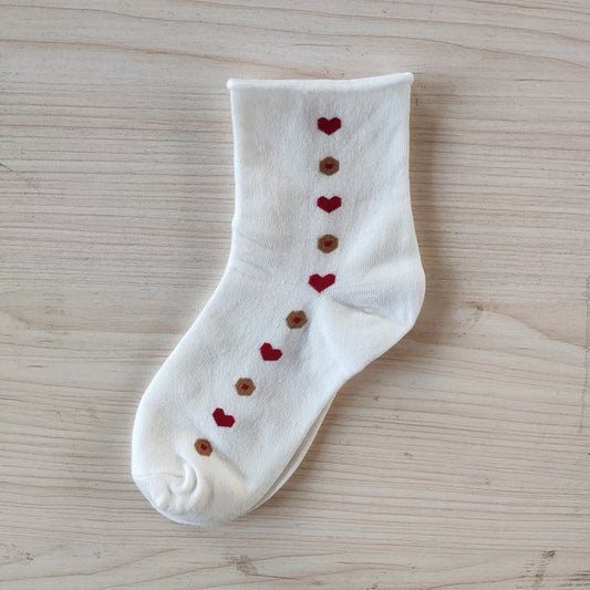 Women's Fashion Simple Strawberry Love Heart Tube Socks
