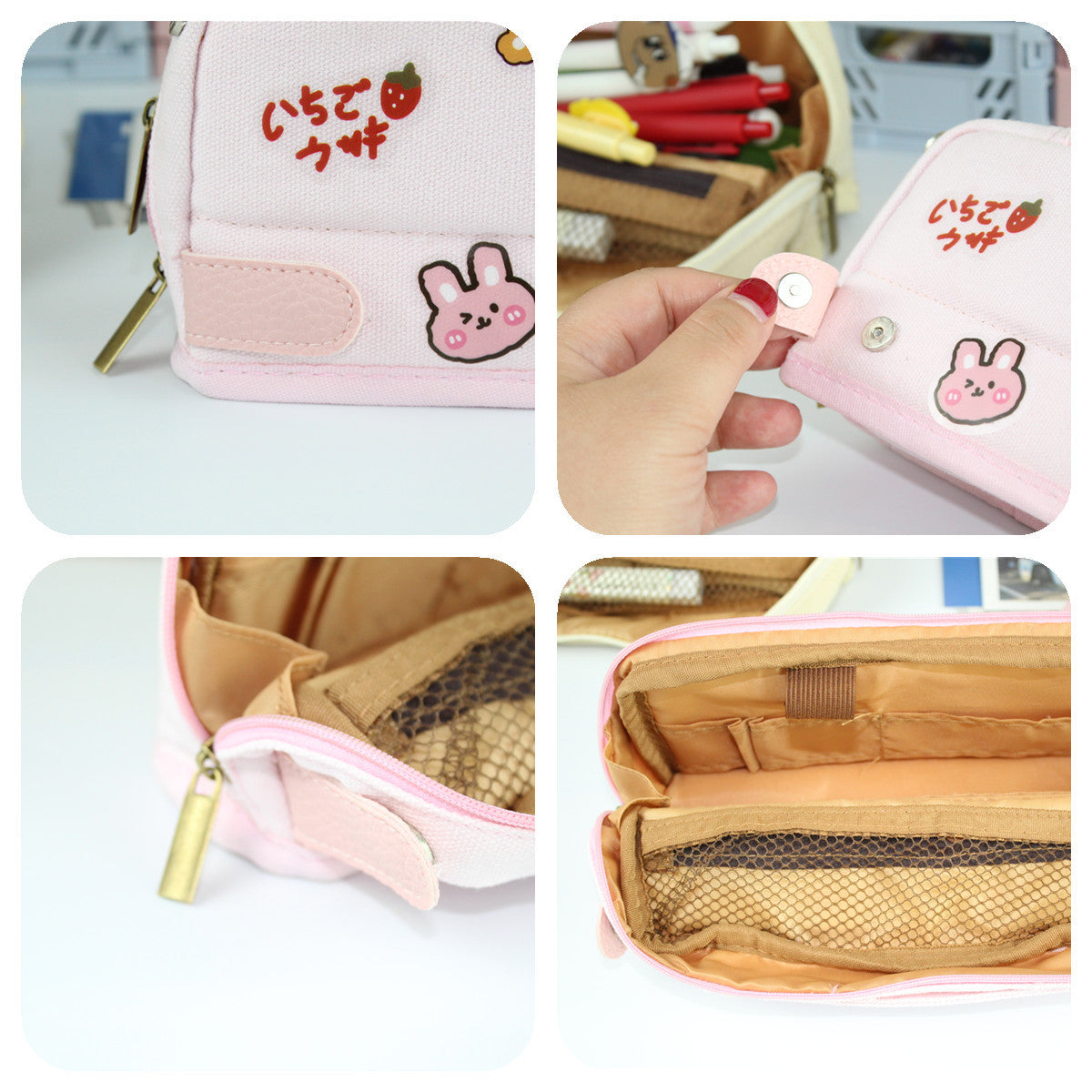 Canvas Large Capacity Pencil Bag Cute Girl
