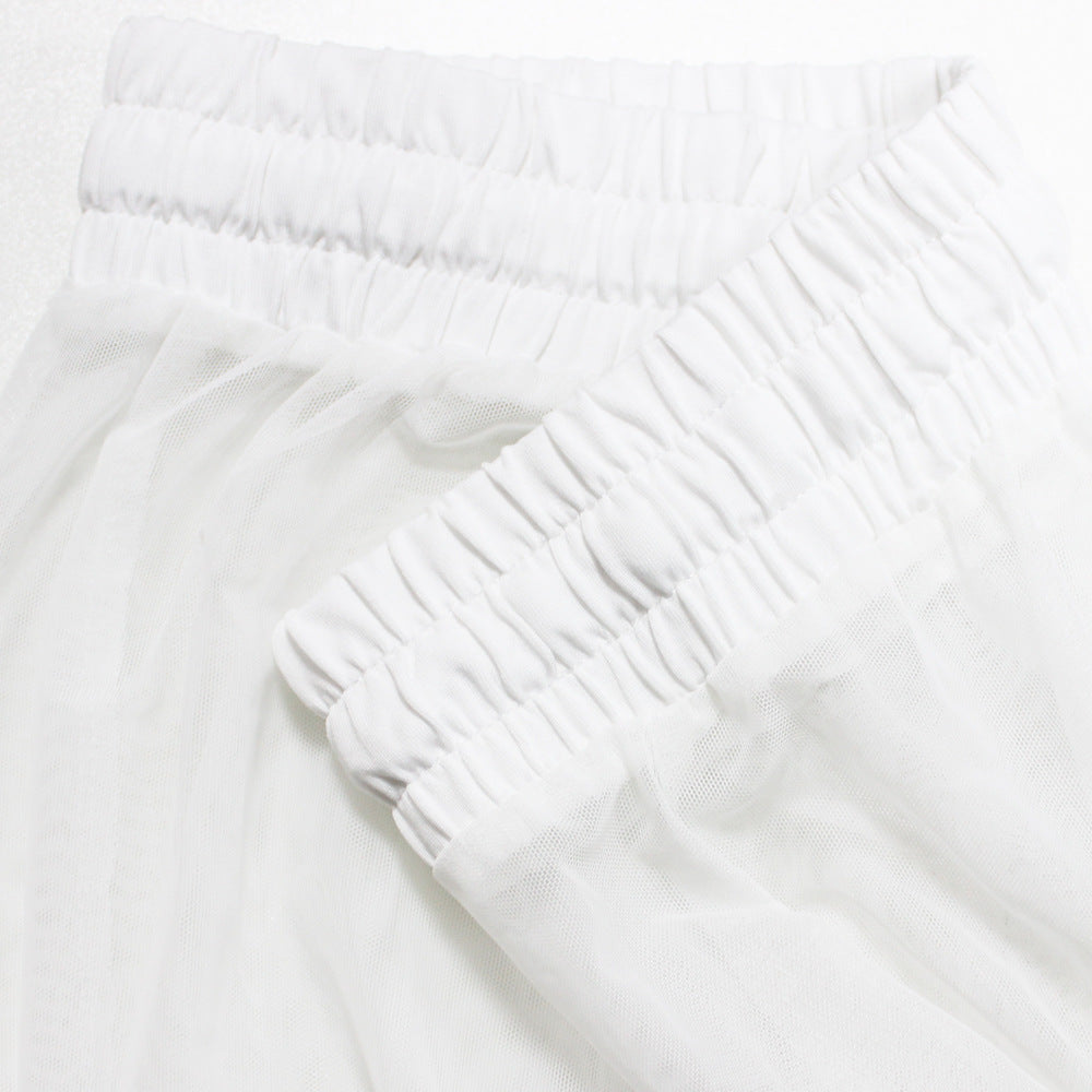 European And American Style Lace-up  See-through Trousers Mesh Trousers