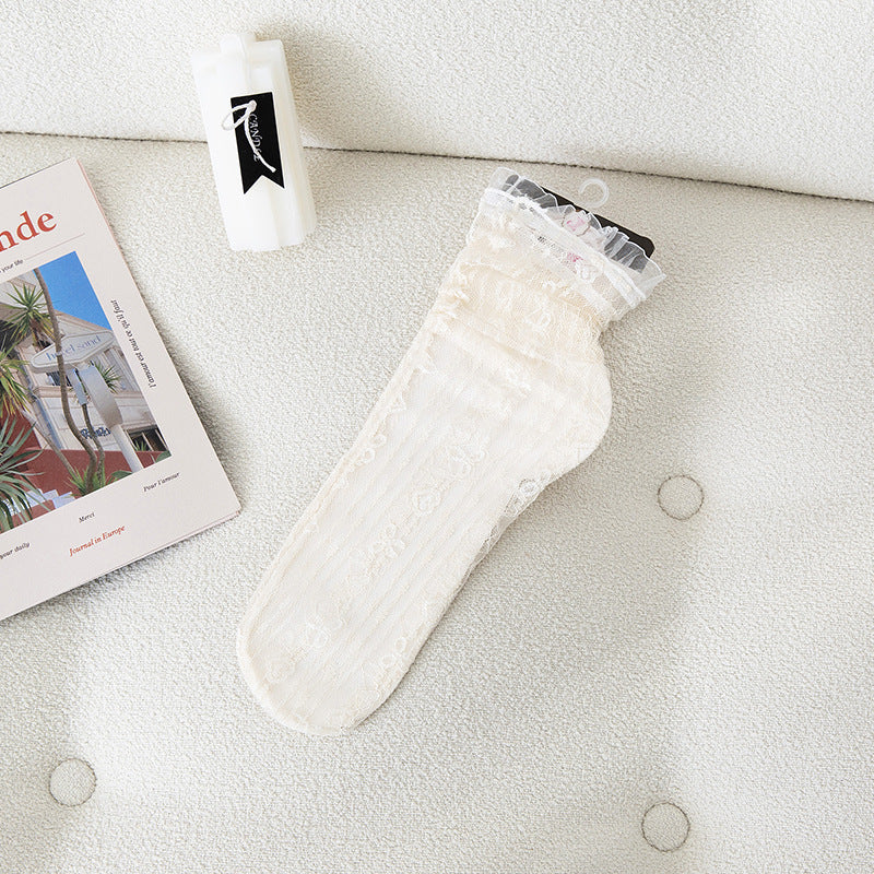 Vintage Mesh Lace Japanese Style Lace Long Socks