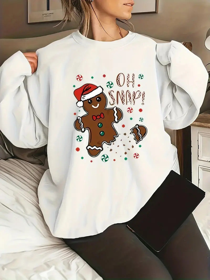 Ingefærkage-sweater med print i Kawaii juletema