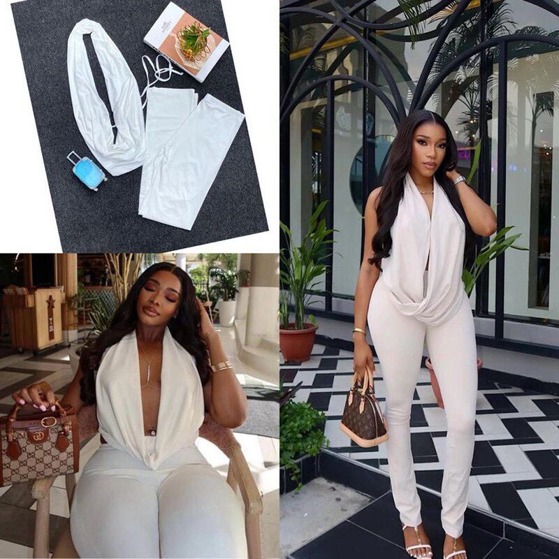 Womens Stylish Halterneck, Backless Top And Pants Set