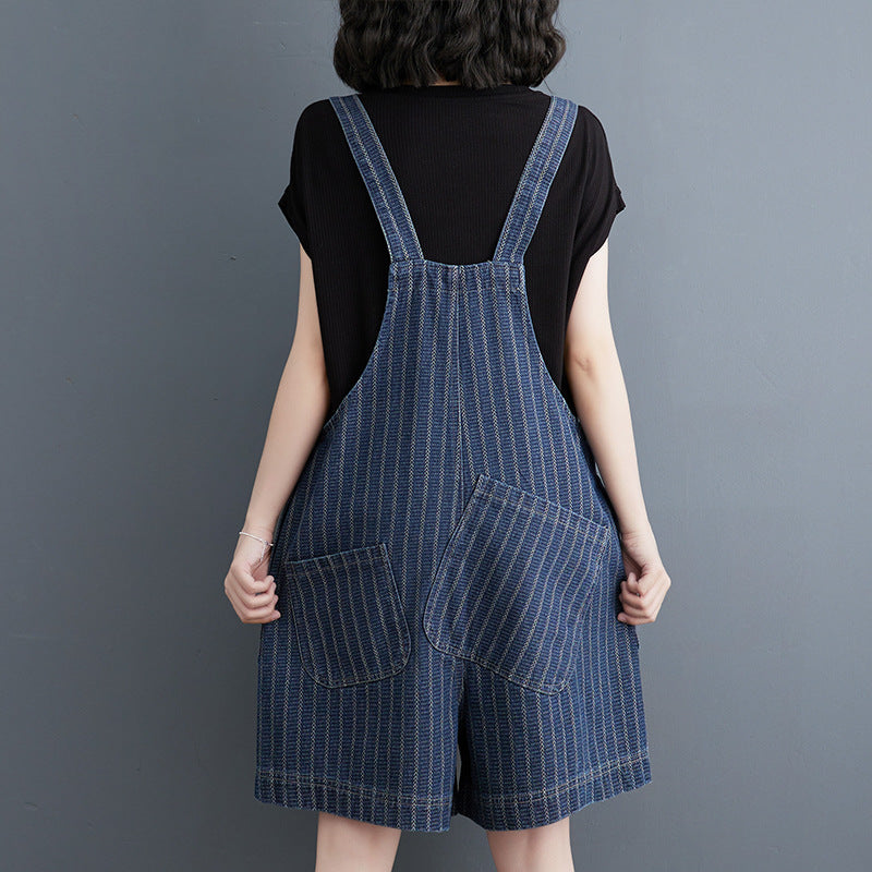 Sommer nye store vertikale stribede denimsele-shorts til kvinder