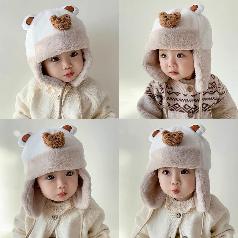 Baby Hat Cute Plush Warm Earflaps Cap