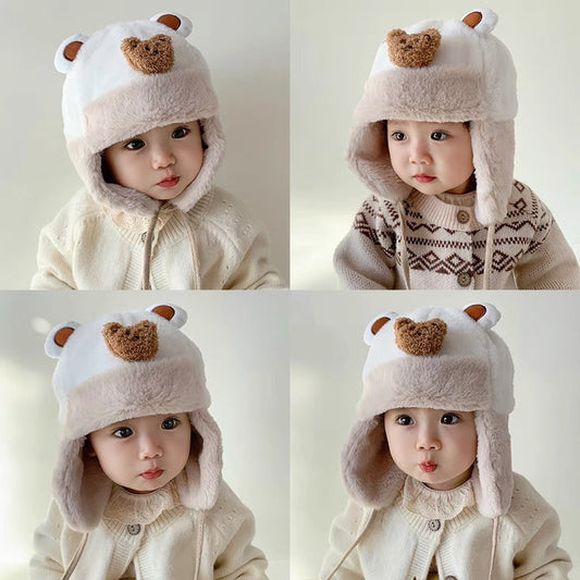 Baby Hat Cute Plush Warm Earflaps Cap