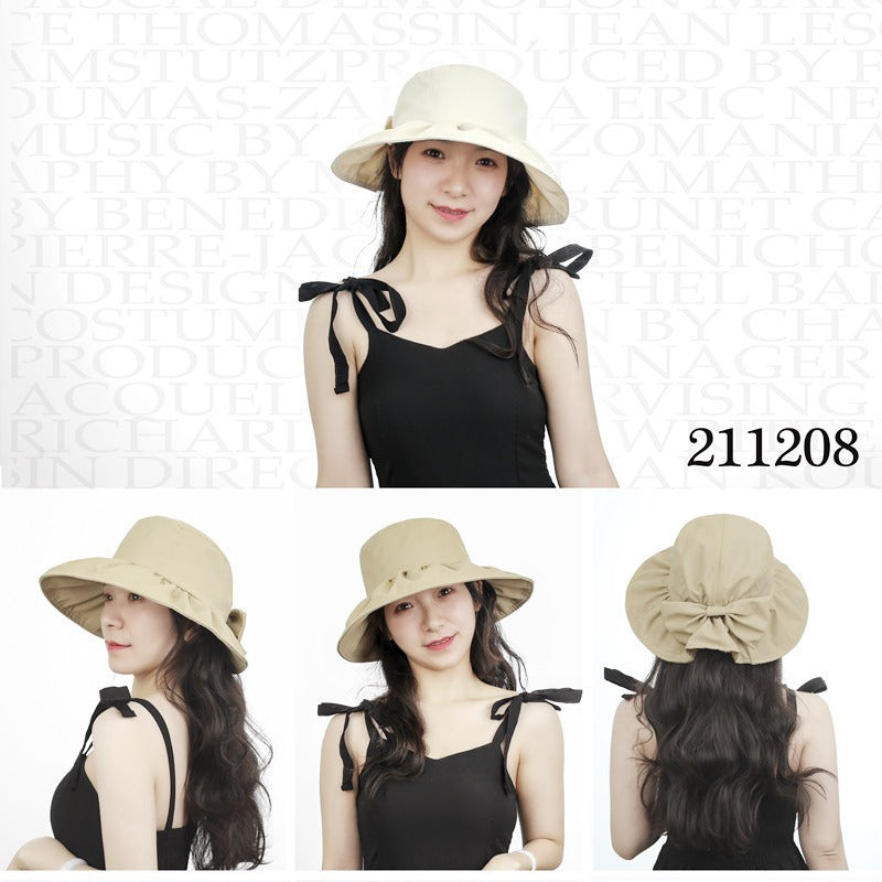 Casual Japanese Large Brim Cotton Linen Sun Hat Foldable