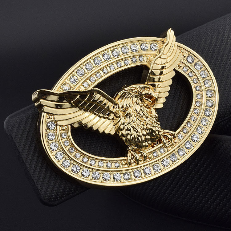 Diamond-studded Leather Belt With Animal Buckle