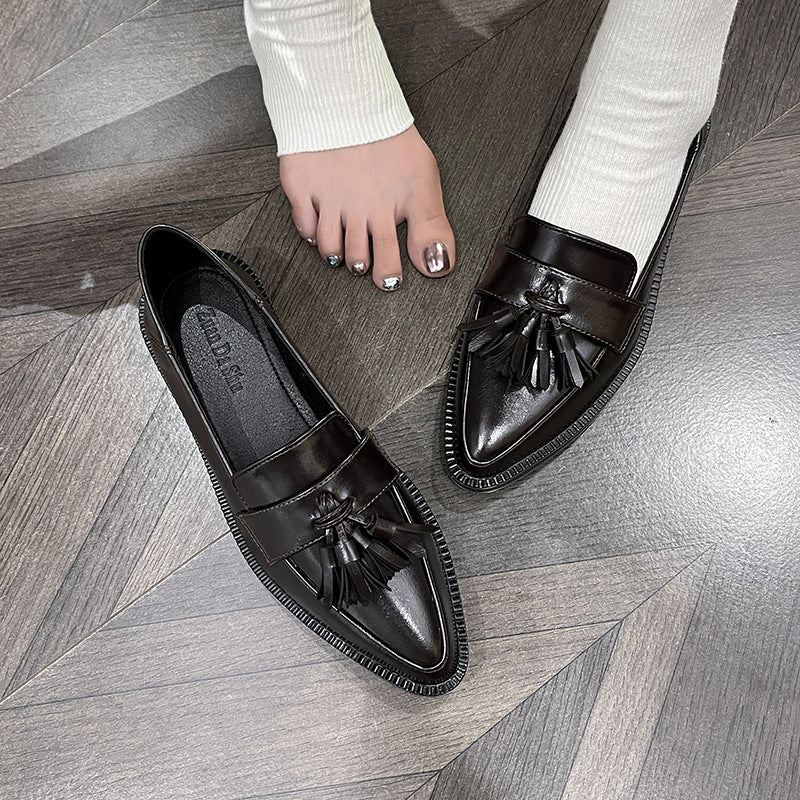 Pointed-toe Slip-on Tassel Shoes In Plus Sizes For Women