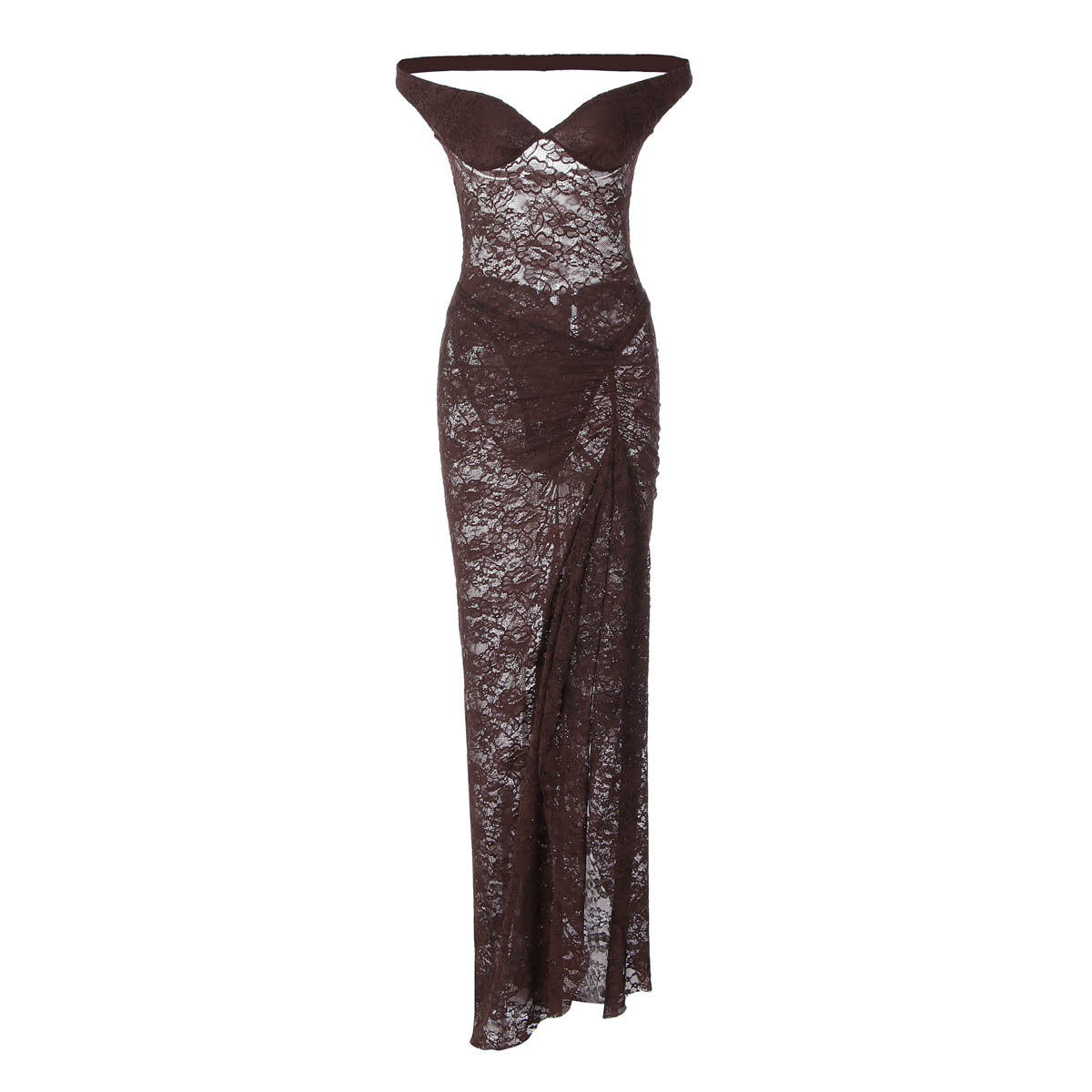 Seamless Ring-shoulder Backless Jumpsuit And Maxi Dress Set For Women