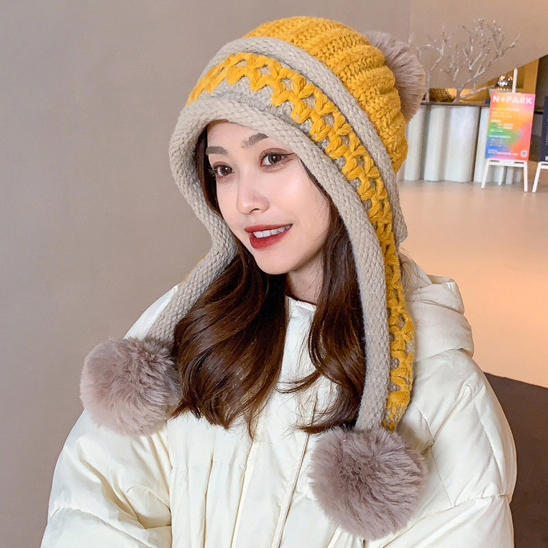 Two-piece Knitted Beanie Set With One-piece Scarf