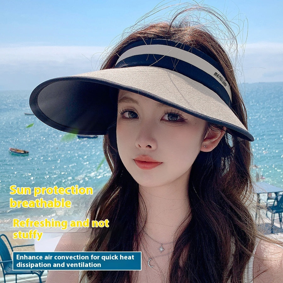 Sun Protection Hat Widened Large Brim Straw Woven Air Top Outdoor Face Covering Folding