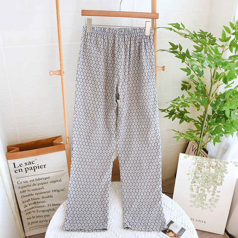 Straight Cotton Loose Home Pants Pajama Pants With Pockets Can Be Worn Outside