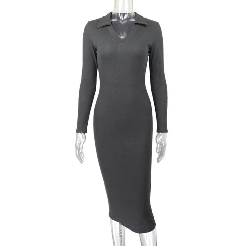 French-style Sexy Deep V-Neck Lapel Slimming Dress