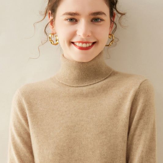 Women's Solid Color Pullover Cashmere Turtleneck Knitting Bottoming Shirt