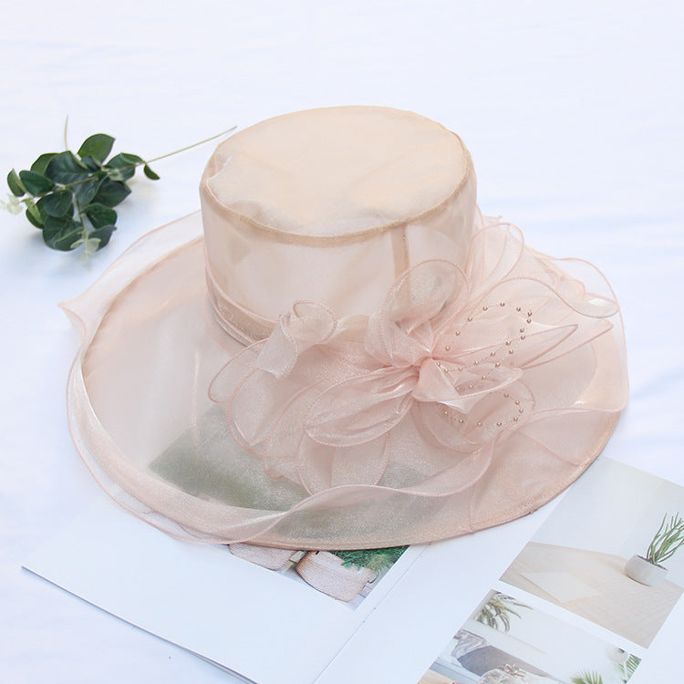 Cool Retro Flower Mesh Sun Hat Organza Sunscreen Women's