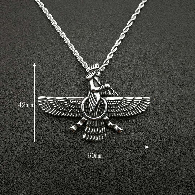 Persian Jewelry Titanium Steel Gold Plated Zoroastrian Pendant Necklace