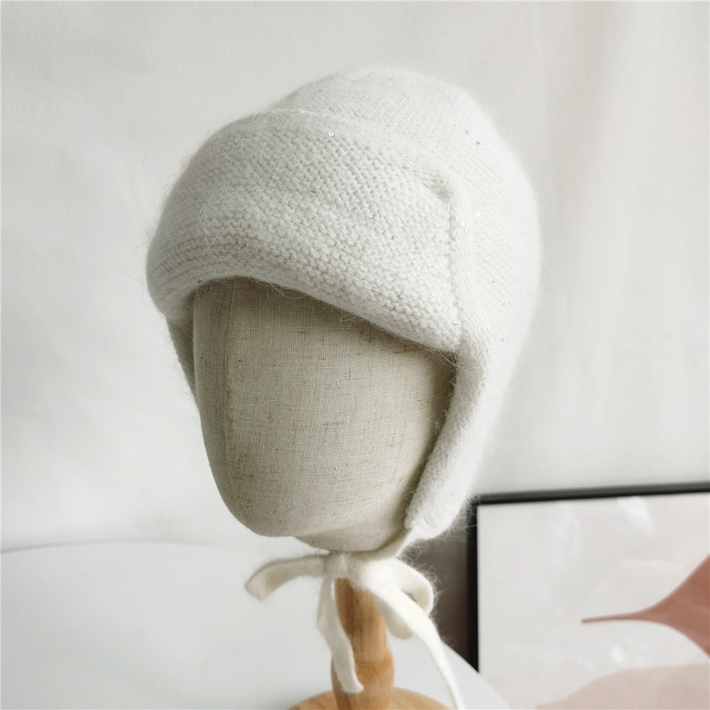 Women's Autumn And Winter Warm Rabbit Fur Sequin Hat