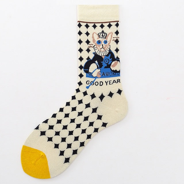 Cat Cute Cartoon Japanese Ladies Medium Tube Cotton Socks