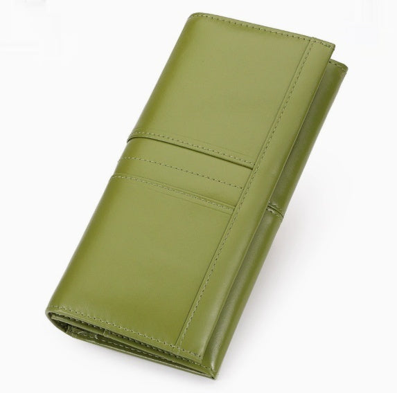 Women's leather long multi-card large capacity clutch