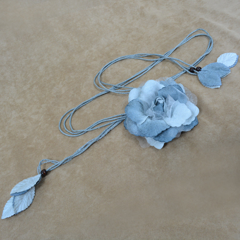 Casual All-match Chiffon Large Flower Women's Thin Belt