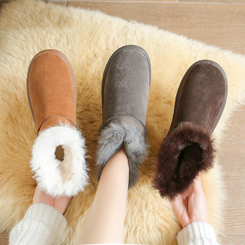 Women's Shallow Mouth Plus Velvet Short Snow Boots