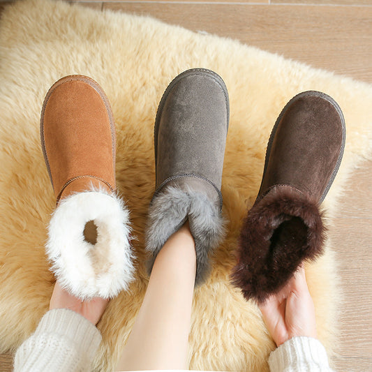 Women's Shallow Mouth Plus Velvet Short Snow Boots