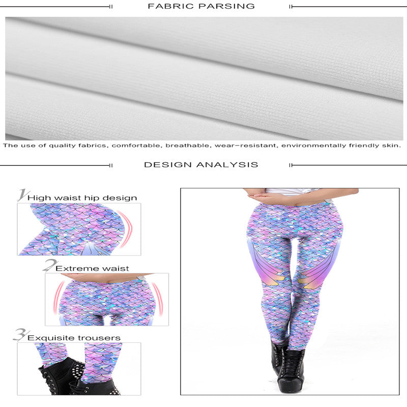 Hot-selling New Arrival Scale 3D Digital Printing Magic Color Slim-fit Pants European And American Sports Yoga Cropped Leggings