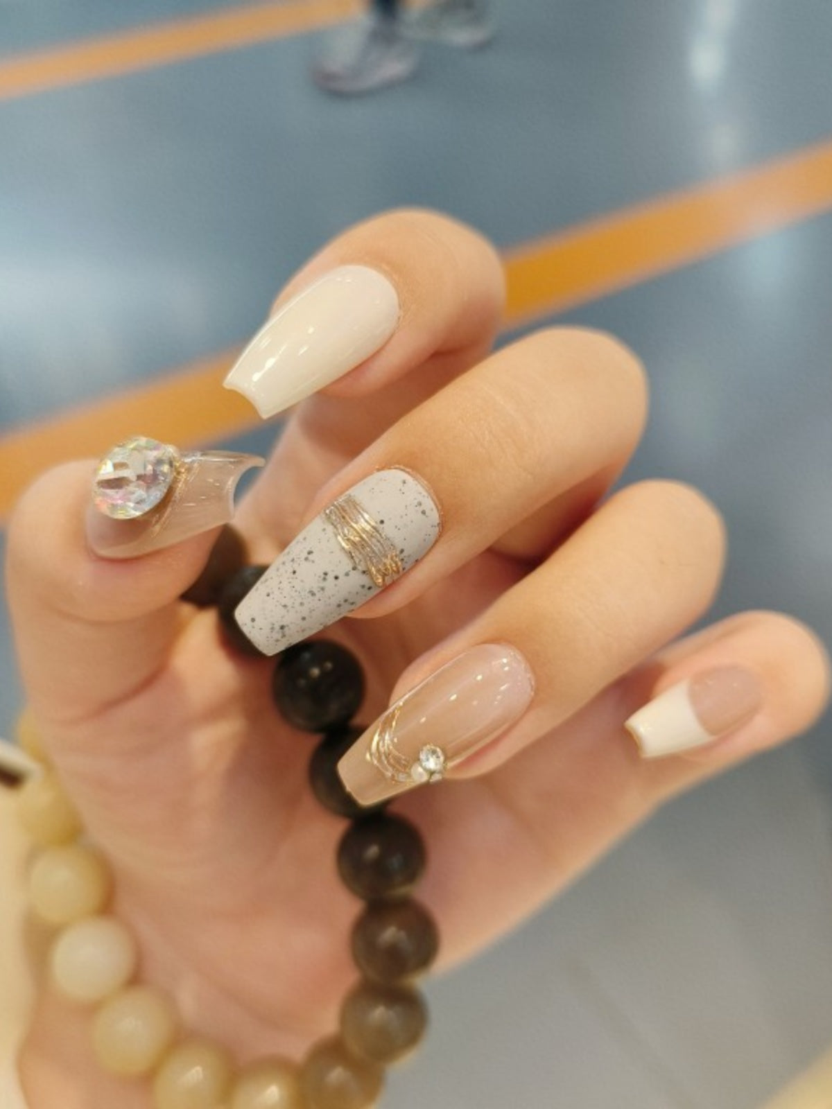 Autumn And Winter Atmosphere Wear Nail Patch Warm Color High Sense Metallic Pile Rhinestone