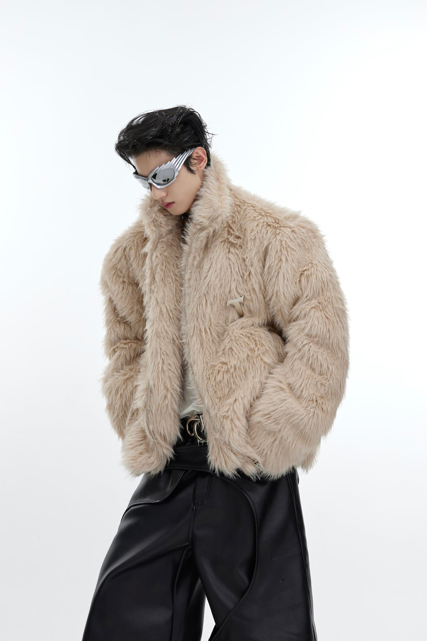Niche Light-luxury, Faux-fur-lined Padded Coat With A Metallic Finish
