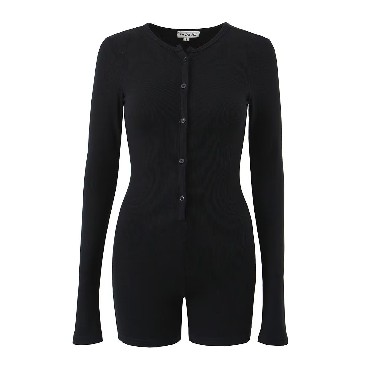 I Round Neck Breasted Jumpsuit Spring New Holiday Slim Elastic Short