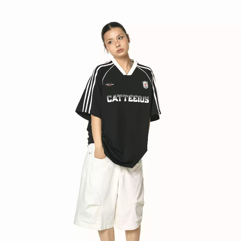 Sports Jersey Contrast Color Short-sleeved T-shirt Men And Women Couple Retro