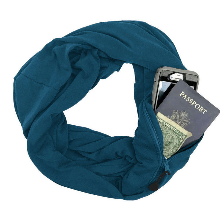 Double Layer Solid Color Pocket Scarf