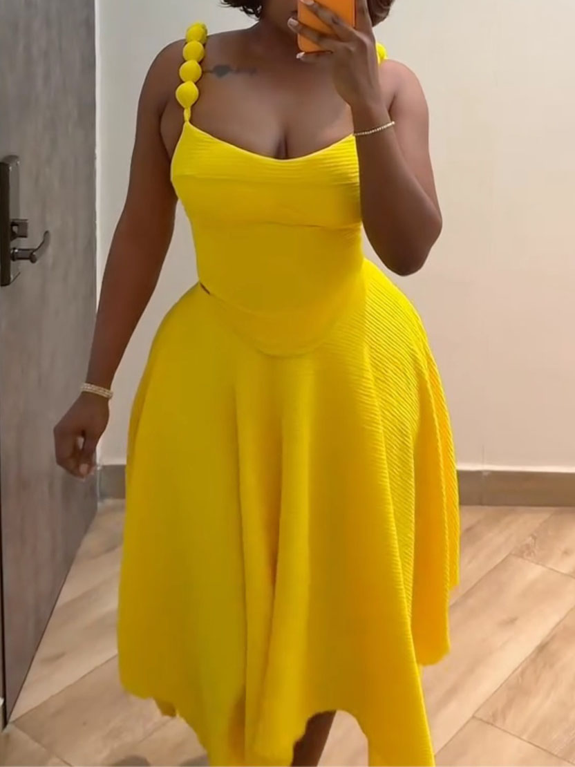 Solid Color Camisole High-waisted Skirt Two-piece Set