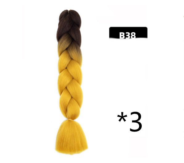 Color Big Braid African Chemical Fiber High Temperature Silk Wig Gradient