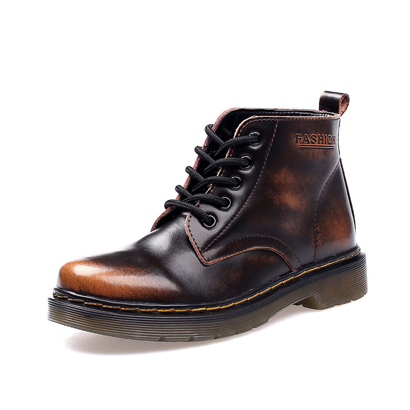 Women's Leather Short Boots With Thick Heels