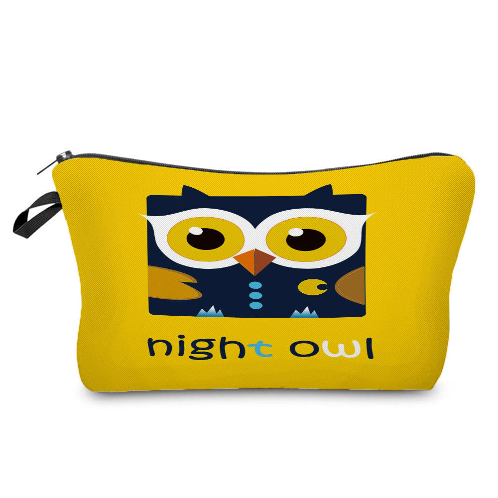 Cartoon Cute Owl Print Cosmetic Bag