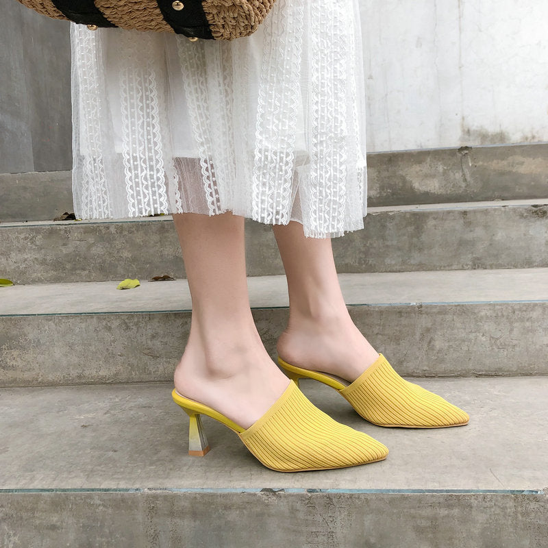 Women's Fashion Knitted High Chunky Heel Sandals