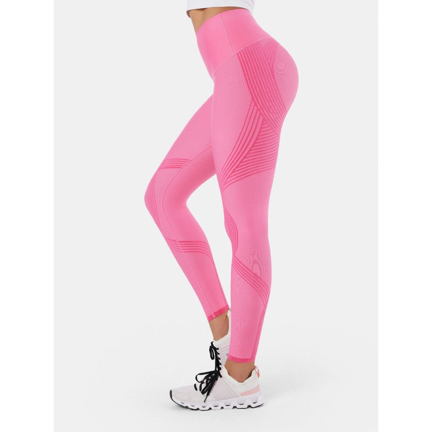 Womens High-waisted Butt-lifting, Form-fitting Workout Pants With A 3D Striped Design