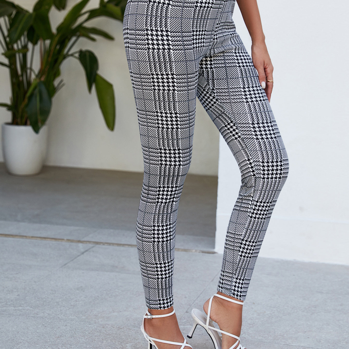 Women's Fashion All-match Skinny Slimming Stretch Quick-drying Checked Harem Pants