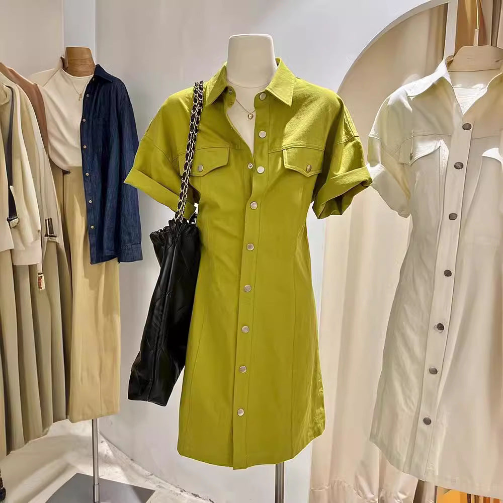 Summer Designer Niche New Polo-neck Shirt Dress