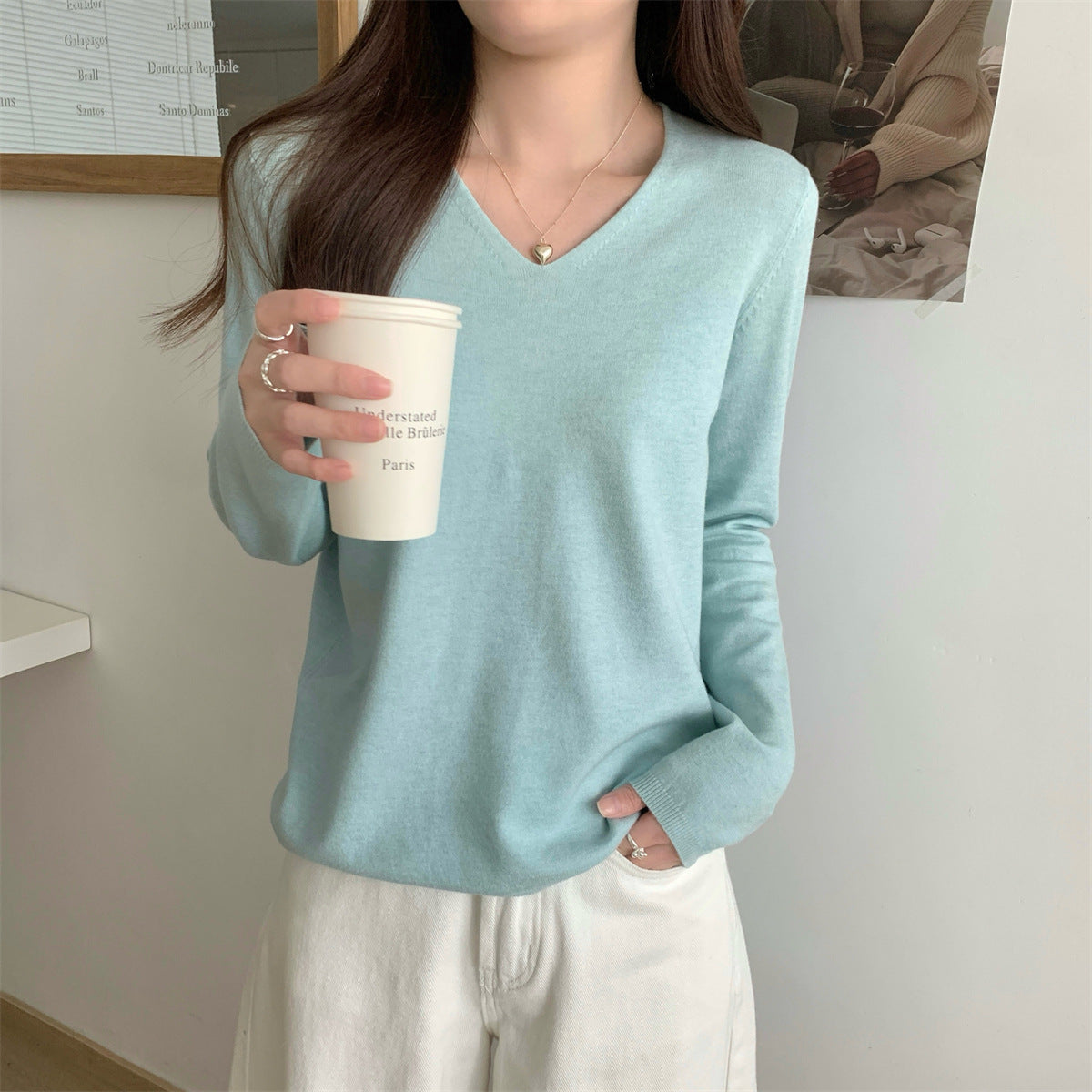 Loose Vneck Soft Cozy Sweater For Layering