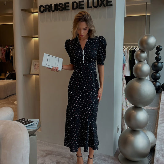 Retro Floral Elegant Figure-flattering Fashion Dress