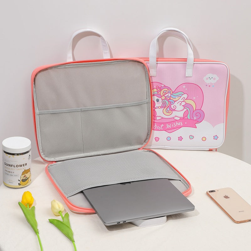 Cartoon Cute Girl With Laptop Bag