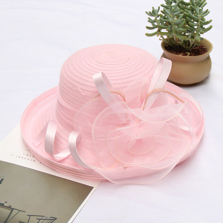 Sun Protection Sun Hat Organza Flower Mesh