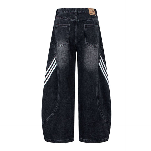 American-style Vintage Womens Wide-leg Denim Jeans