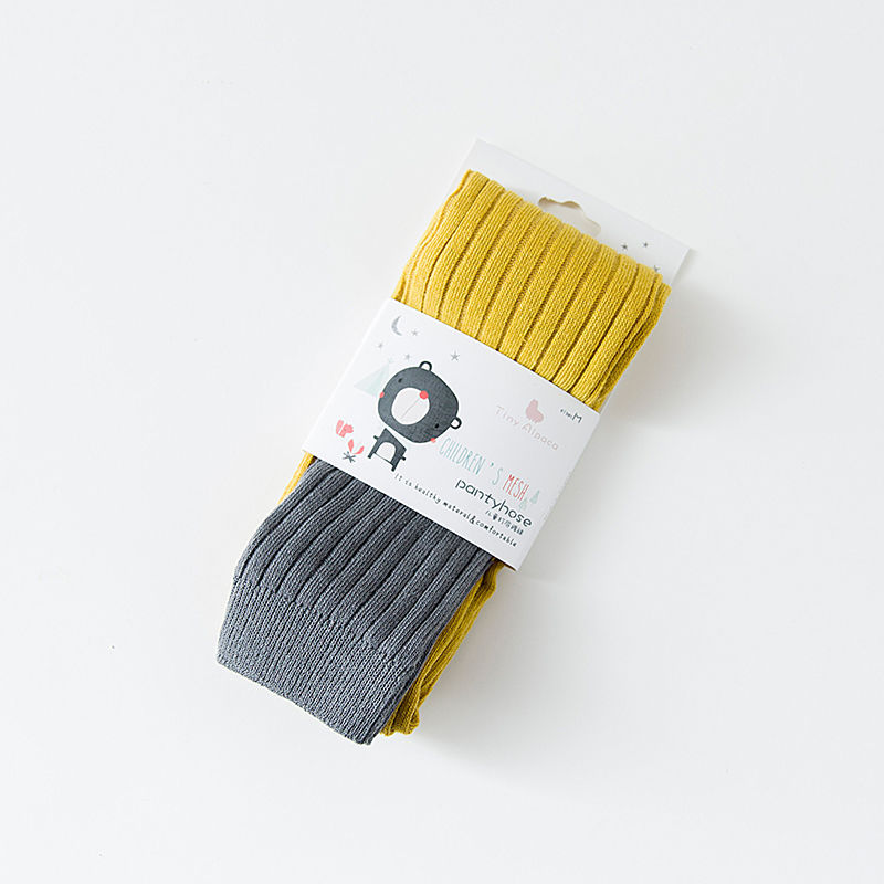Children's Stitching Knit Socks Cropped Trousers Vertical Strips